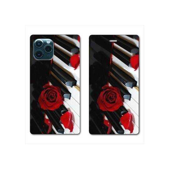 RV Housse cuir portefeuille Iphone 11 (5,8") Musique Rose Piano