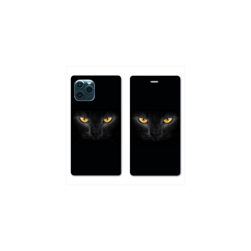 RV Housse cuir portefeuille Iphone 11 (5,8") Chat Noir