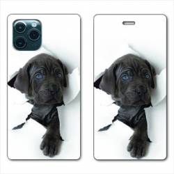 RV Housse cuir portefeuille Iphone 11 (5,8") Chien noir