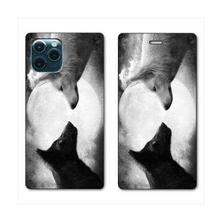RV Housse cuir portefeuille Iphone 11 (5,8") Loup Duo