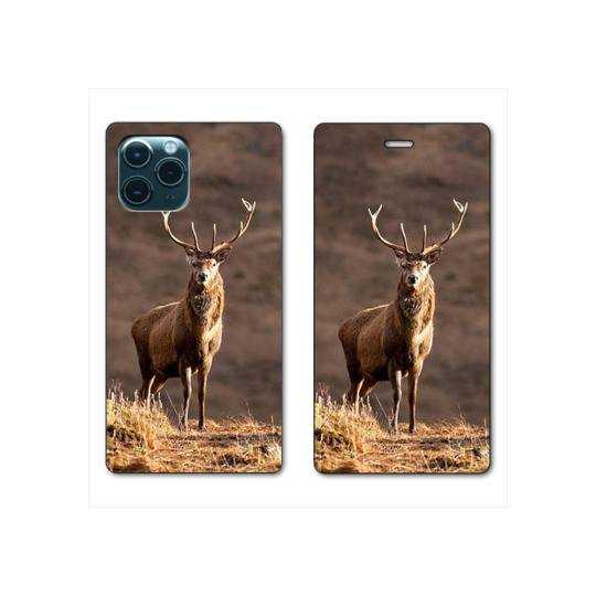 RV Housse cuir portefeuille Iphone 11 (5,8") chasse chevreuil Blanc