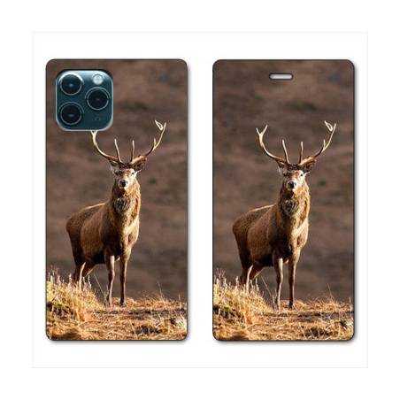 RV Housse cuir portefeuille Iphone 11 (5,8") chasse chevreuil Blanc