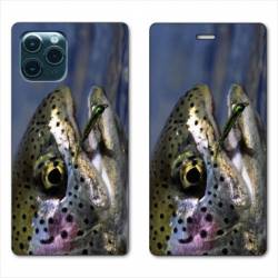 RV Housse cuir portefeuille Iphone 11 (5,8") peche truite
