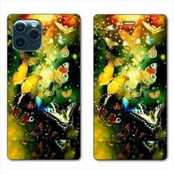 RV Housse cuir portefeuille Iphone 11 (5,8") papillons papillon jaune