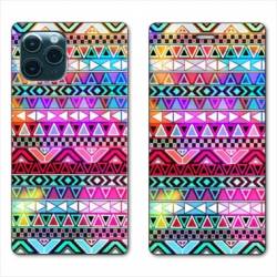 RV Housse cuir portefeuille Iphone 11 (5,8") motifs Aztec azteque rouge