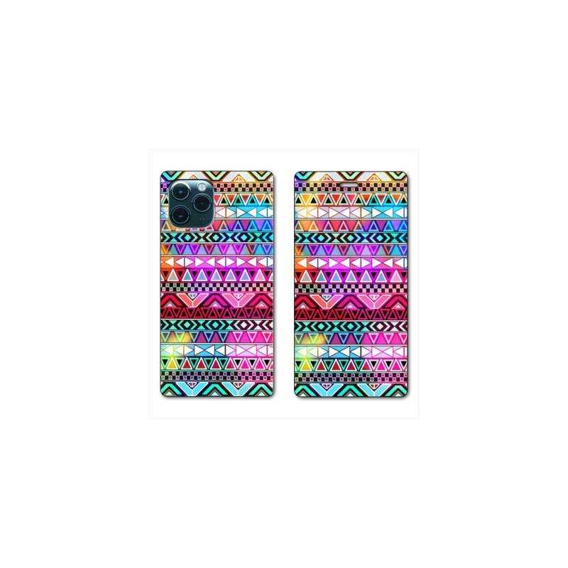 RV Housse cuir portefeuille Iphone 11 (5,8") motifs Aztec azteque rouge