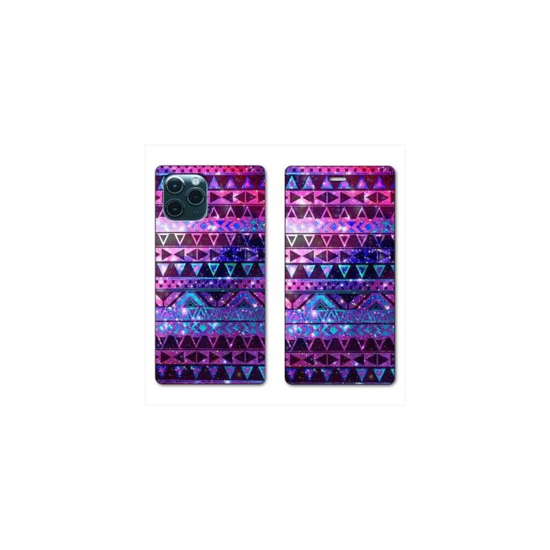 RV Housse cuir portefeuille Iphone 11 (5,8") motifs Aztec azteque violet