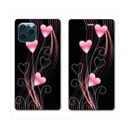 RV Housse cuir portefeuille Iphone 11 (5,8") Cœur rose Montant