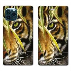 RV Housse cuir portefeuille Iphone 11 (5,8") œil tigre