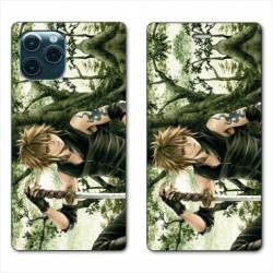 RV Housse cuir portefeuille Iphone 11 (5,8") Manga bois