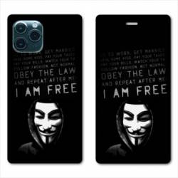 RV Housse cuir portefeuille Iphone 11 (5,8") Anonymous I am free