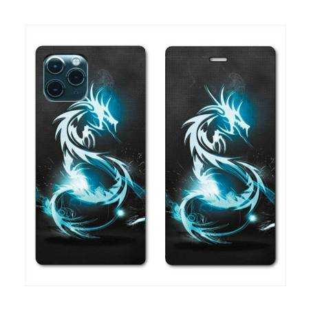 RV Housse cuir portefeuille Iphone 11 (5,8") Dragon Bleu
