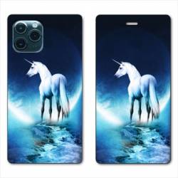 RV Housse cuir portefeuille Iphone 11 (5,8") Licorne Lune