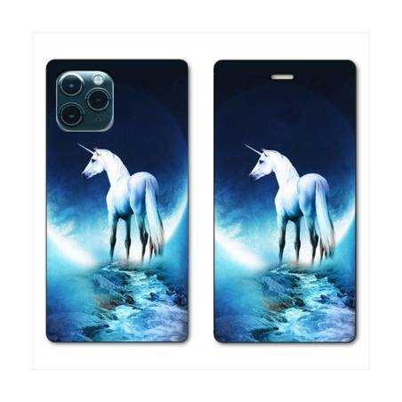RV Housse cuir portefeuille Iphone 11 (5,8") Licorne Lune