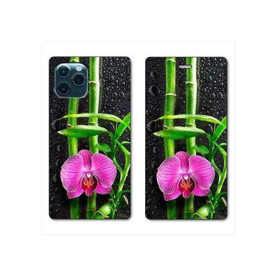 RV Housse cuir portefeuille Iphone 11 (5,8") orchidee bambou