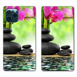 RV Housse cuir portefeuille Iphone 11 (5,8") orchidee eau