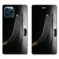 RV Housse cuir portefeuille Iphone 11 (5,8") Hockey palet