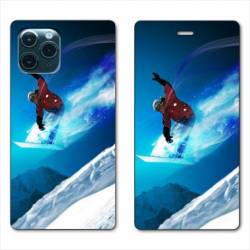 RV Housse cuir portefeuille Iphone 11 (5,8") Snowboard saut