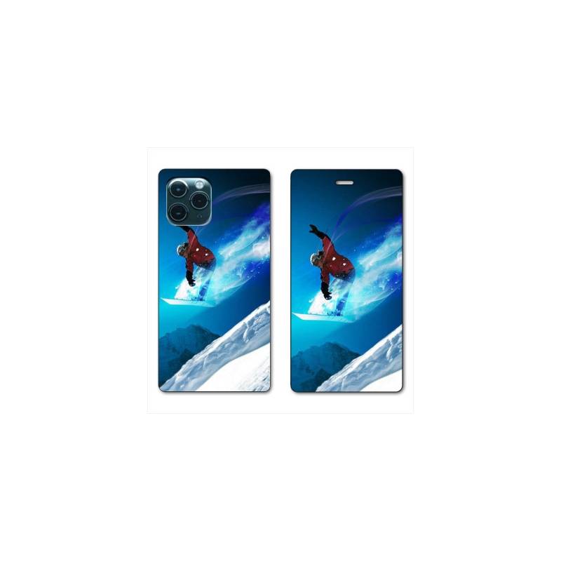 RV Housse cuir portefeuille Iphone 11 (5,8") Snowboard saut