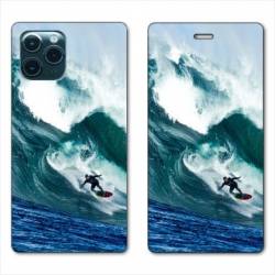 RV Housse cuir portefeuille Iphone 11 (5,8") Surf vague