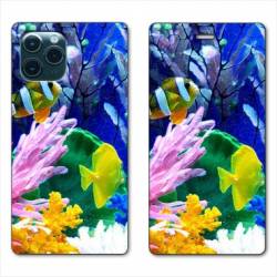 RV Housse cuir portefeuille Iphone 11 (5,8") Fond marin