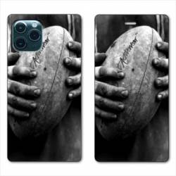 RV Housse cuir portefeuille Iphone 11 (5,8") Rugby ballon vintage