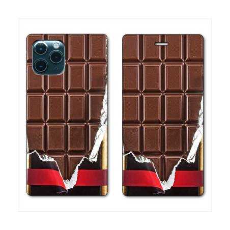 RV Housse cuir portefeuille Iphone 11 (5,8") Trompe œil chocolat
