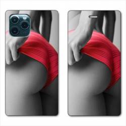RV Housse cuir portefeuille Iphone 11 (5,8") Sexy tanga rouge