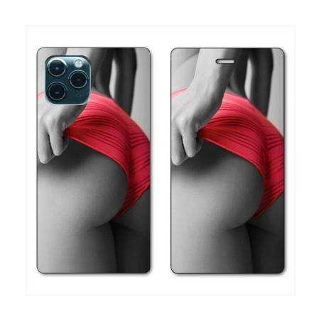 RV Housse cuir portefeuille Iphone 11 (5,8") Sexy tanga rouge