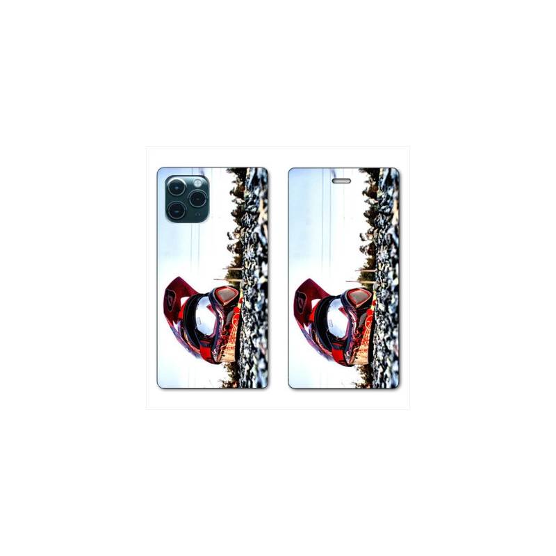 RV Housse cuir portefeuille Iphone 11 (5,8") Moto Casque Cross