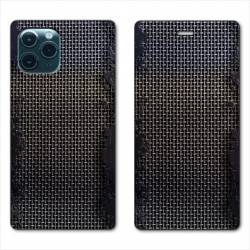RV Housse cuir portefeuille Iphone 11 (5,8") Texture metal