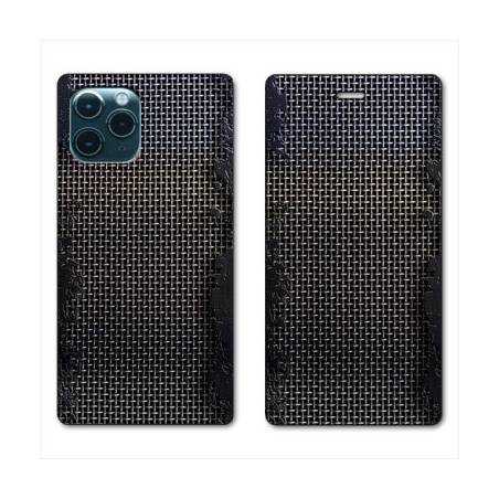 RV Housse cuir portefeuille Iphone 11 (5,8") Texture metal