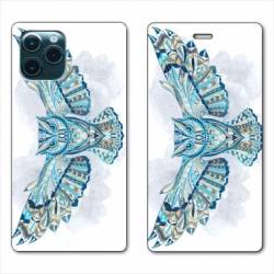 RV Housse cuir portefeuille Iphone 11 (5,8") Ethniques Hibou B