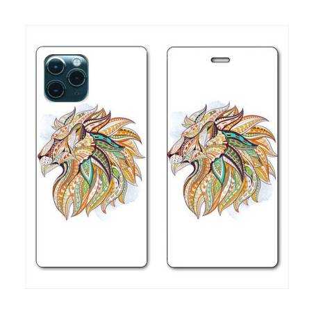 RV Housse cuir portefeuille Iphone 11 (5,8") Ethniques Lion