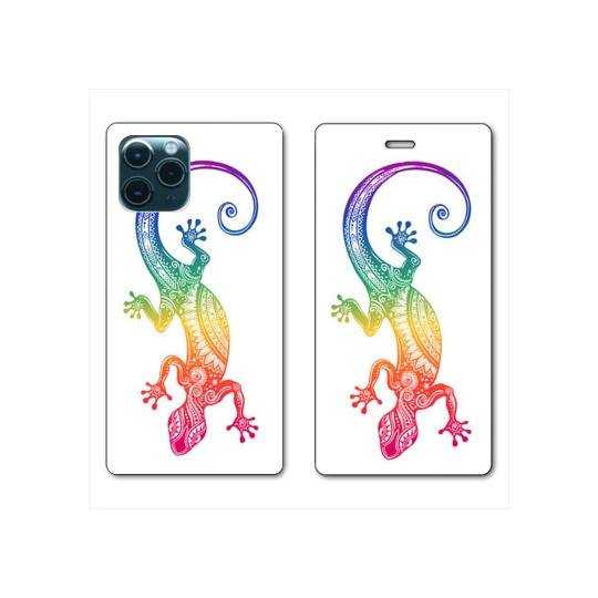 RV Housse cuir portefeuille Iphone 11 (5,8") Animaux Maori Salamandre color