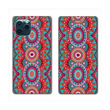 RV Housse cuir portefeuille Iphone 11 (5,8") Etnic abstrait Pic rouge