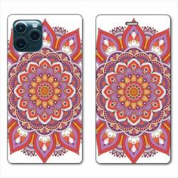 RV Housse cuir portefeuille Iphone 11 (5,8") Etnic abstrait Rosas orange