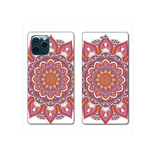 RV Housse cuir portefeuille Iphone 11 (5,8") Etnic abstrait Rosas orange