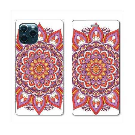 RV Housse cuir portefeuille Iphone 11 (5,8") Etnic abstrait Rosas orange