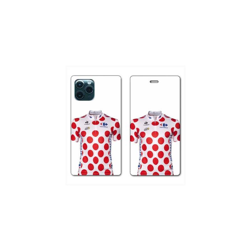 RV Housse cuir portefeuille Iphone 11 (5,8") Cyclisme Maillot pois
