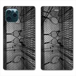 RV Housse cuir portefeuille Iphone 11 (5,8") Tennis Raquette Vintage