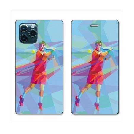 RV Housse cuir portefeuille Iphone 11 (5,8") Tennis Revers Bleu