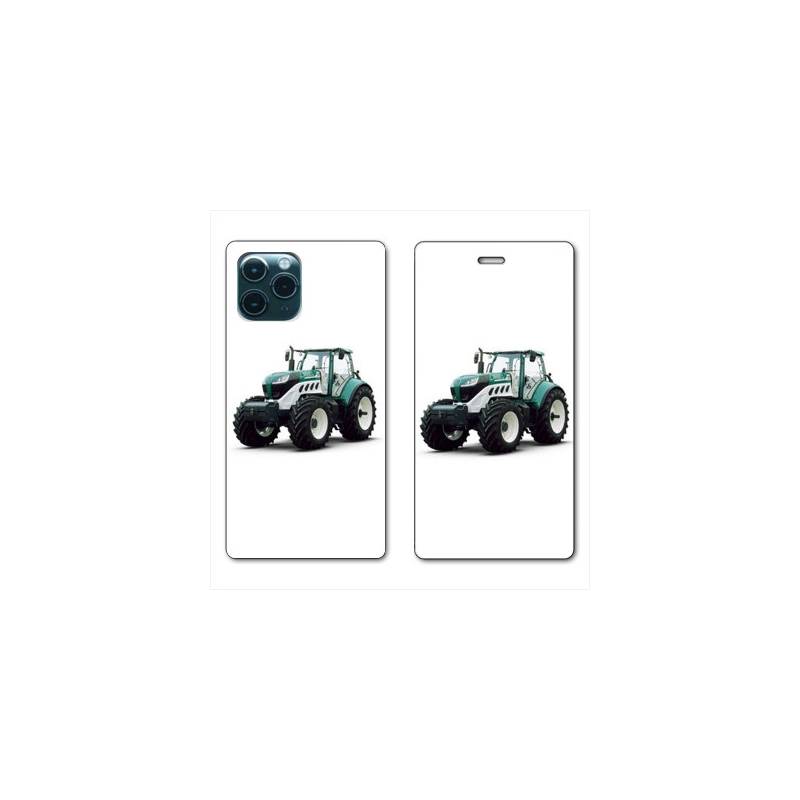 RV Housse cuir portefeuille Iphone 11 (5,8") Agriculture Tracteur Blanc