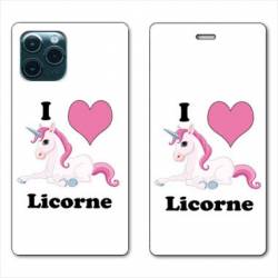 RV Housse cuir portefeuille Iphone 11 (5,8") Licorne I love FR