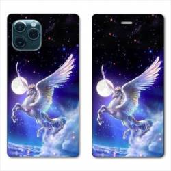 RV Housse cuir portefeuille Iphone 11 (5,8") Licorne Céleste