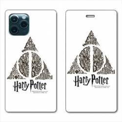 RV Housse cuir portefeuille Iphone 11 (5,8") WB License harry potter pattern triangle Blanc