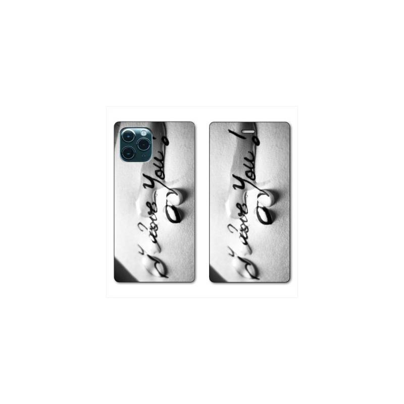 RV Housse cuir portefeuille Iphone 11 Pro (6,1") I love you larme B