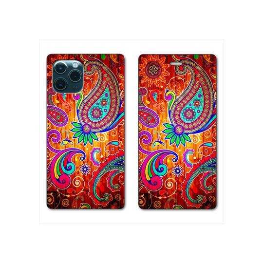 RV Housse cuir portefeuille Iphone 11 Pro (6,1") fleur psychedelic