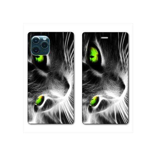 RV Housse cuir portefeuille Iphone 11 Pro (6,1") Chat Vert
