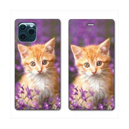 RV Housse cuir portefeuille Iphone 11 Pro (6,1") Chat Violet